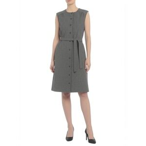 Pendleton Gray Womens Vintage Sleeveless‎ Button-Front Belted Dress